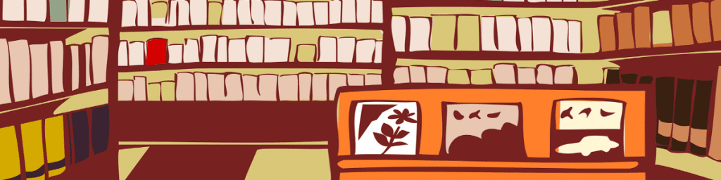 Illustration einer Bibliothek, als Symbolbild für unsere Auswahl: Digitale Finanzprodukte